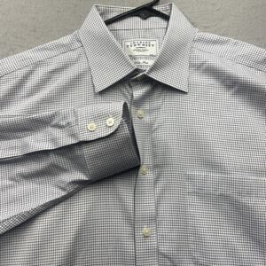 Charles Tyrwhitt Non Iron Dress Shirt 17.5 34 Blue Check Mens